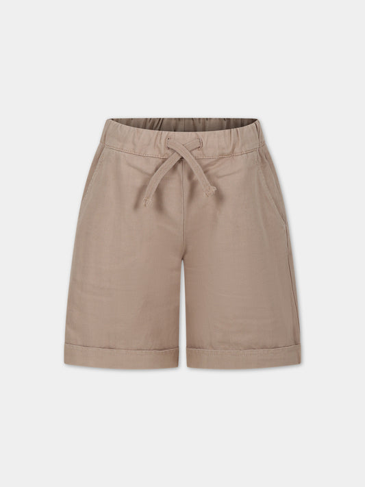 Shorts beige per bambino con logo,Dondup Kids,DMBE007 0 LC005 0034