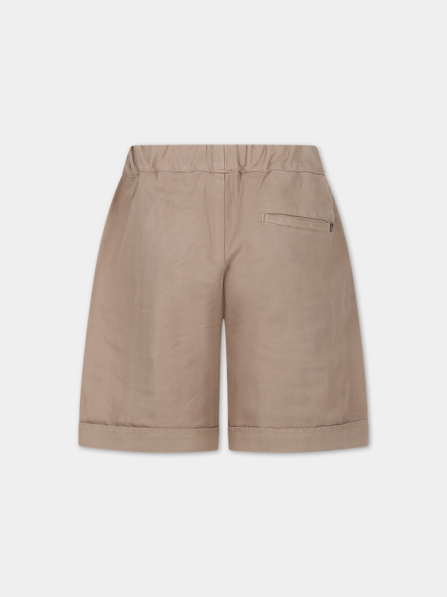 Shorts beige per bambino con logo,Dondup Kids,DMBE007 0 LC005 0034