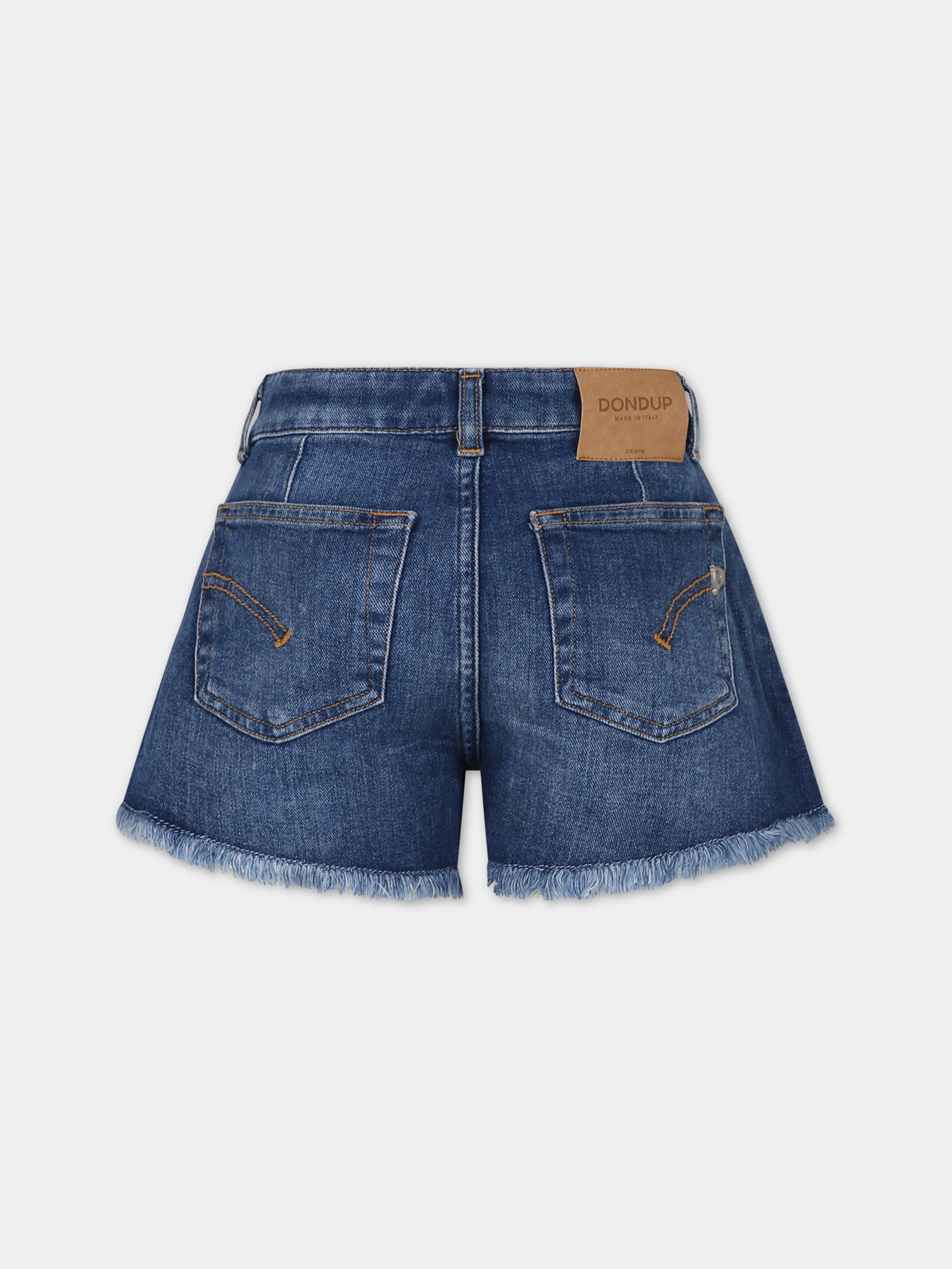 Shorts blu per bambina con logo,Dondup Kids,DFBE015 C DS039 4999