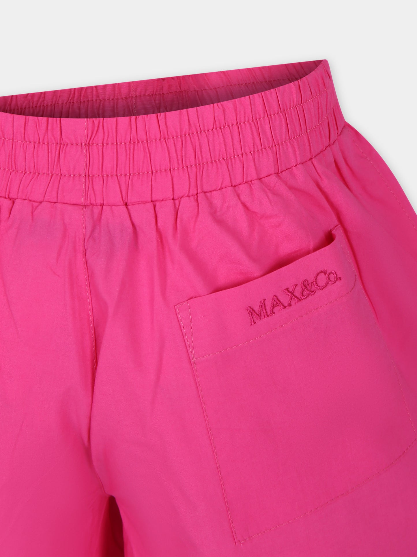 Shorts fucsia per bambina con logo,Max&co,MX0028 MX010 MAXP7F MX351