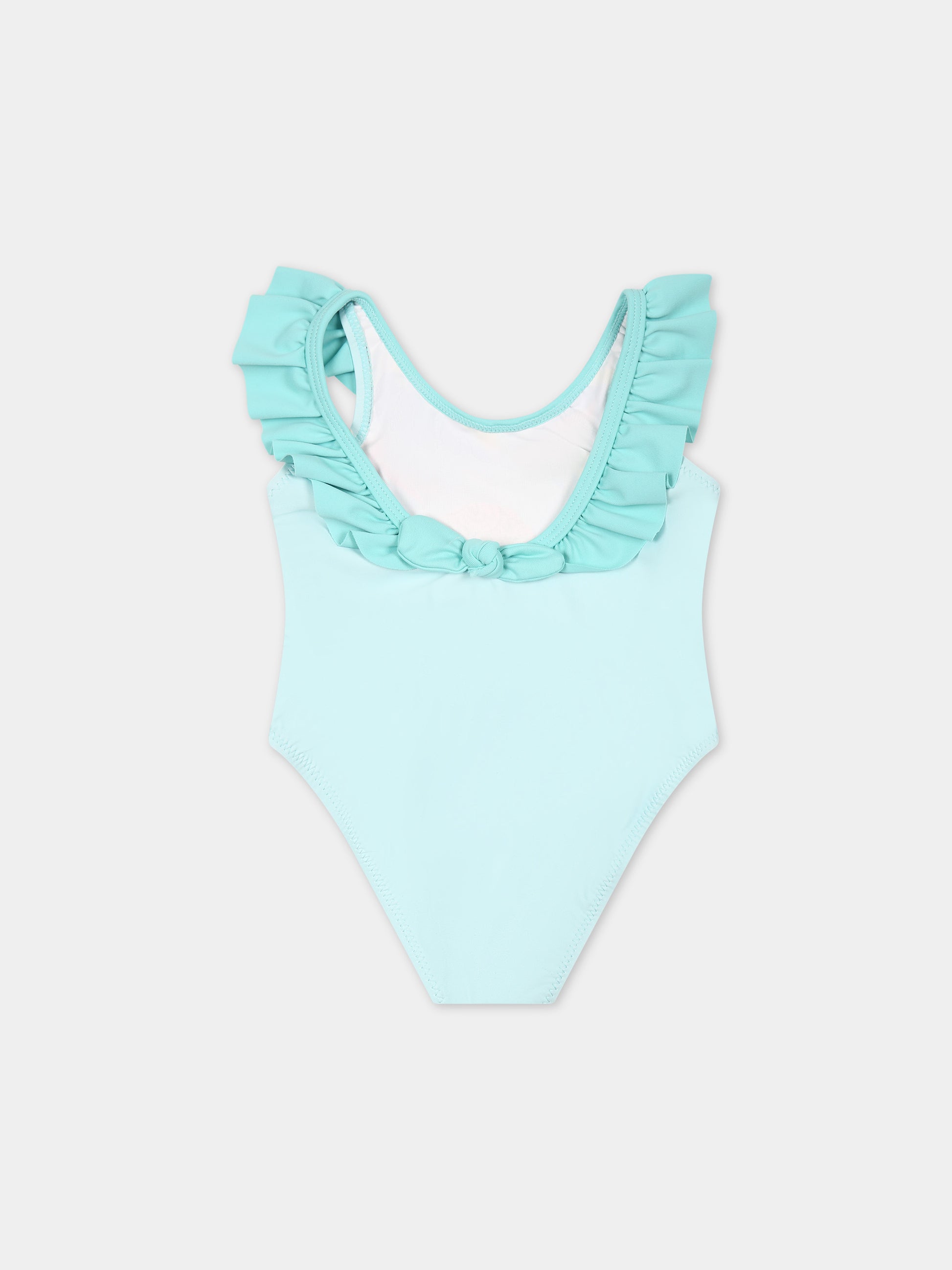 Costume intero verde per neonata con fenicottero e fiore,Mayoral,1741 065