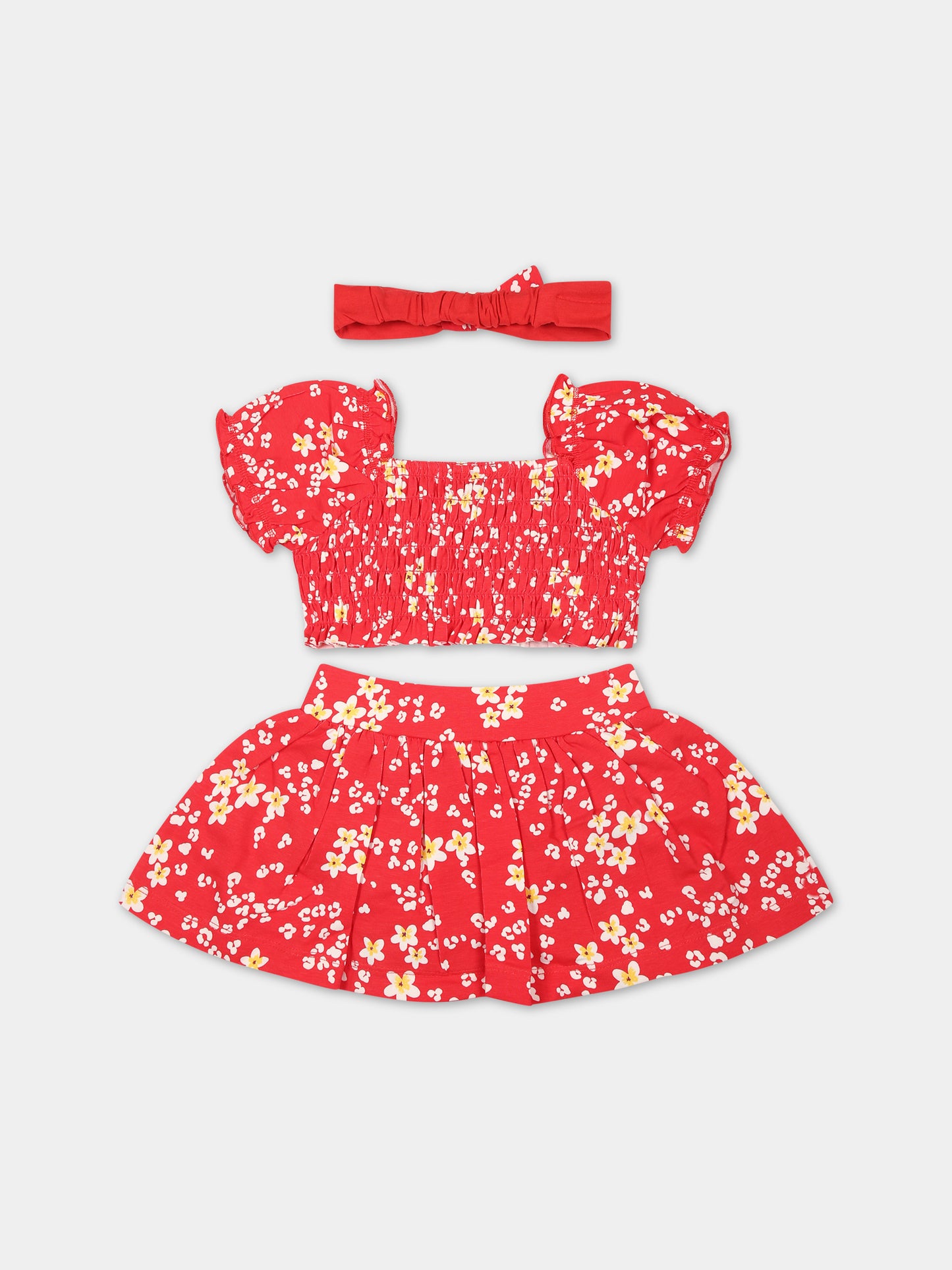 Completo rosso per neonata con stampa fiori,Mayoral,1934 015