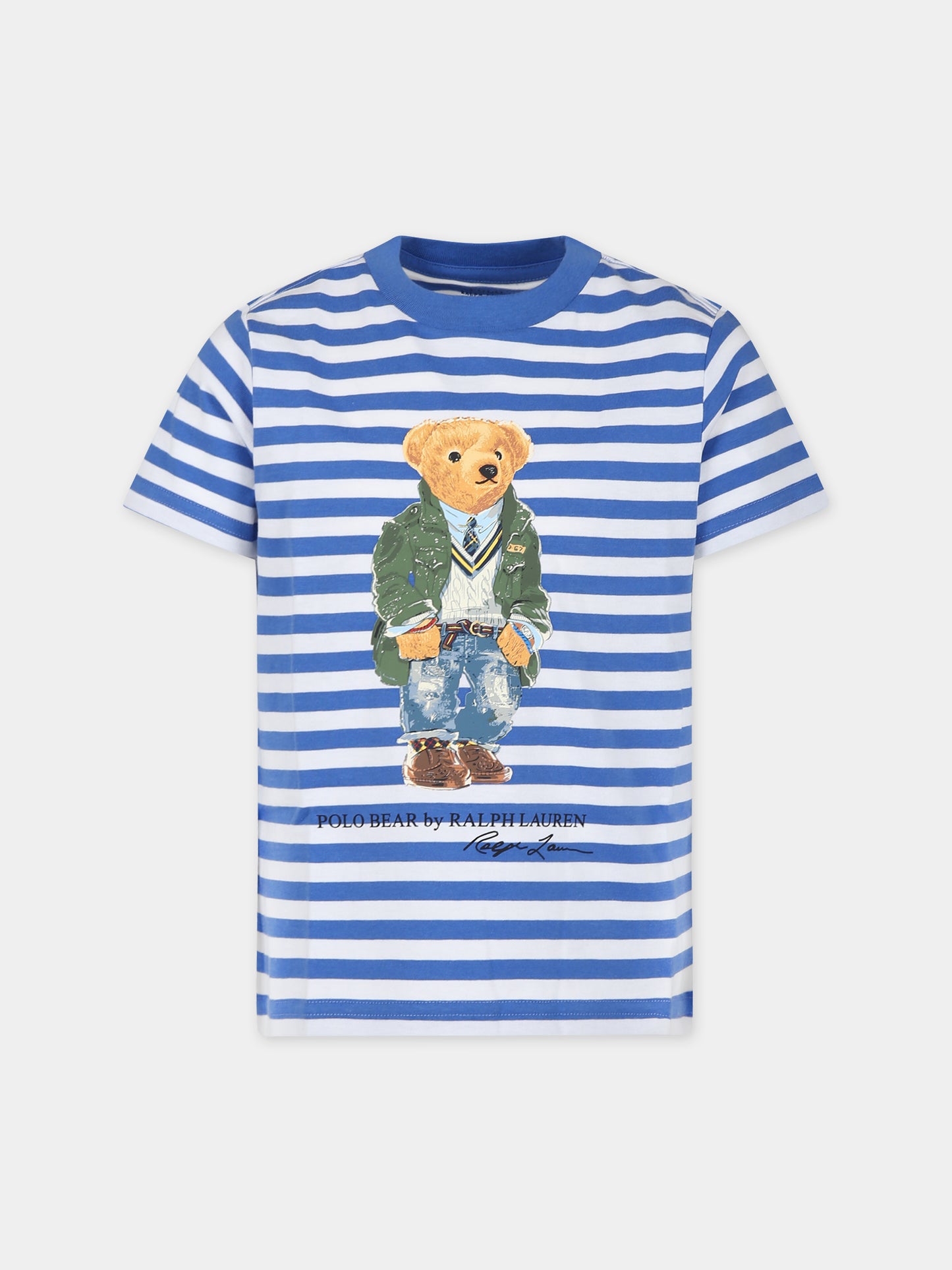 T-shirt azzurra per bambino con Polo Bear,Ralph Lauren Kids,934391001