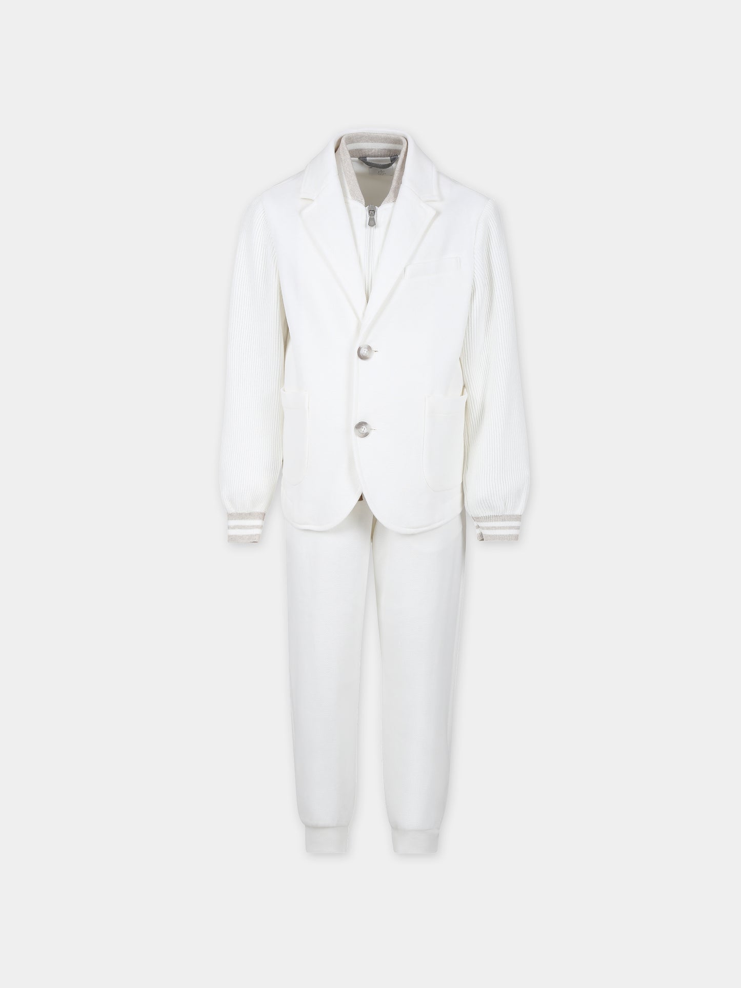 Completo avorio per bambino con logo,Eleventy,EU3P30 J0372 102BG