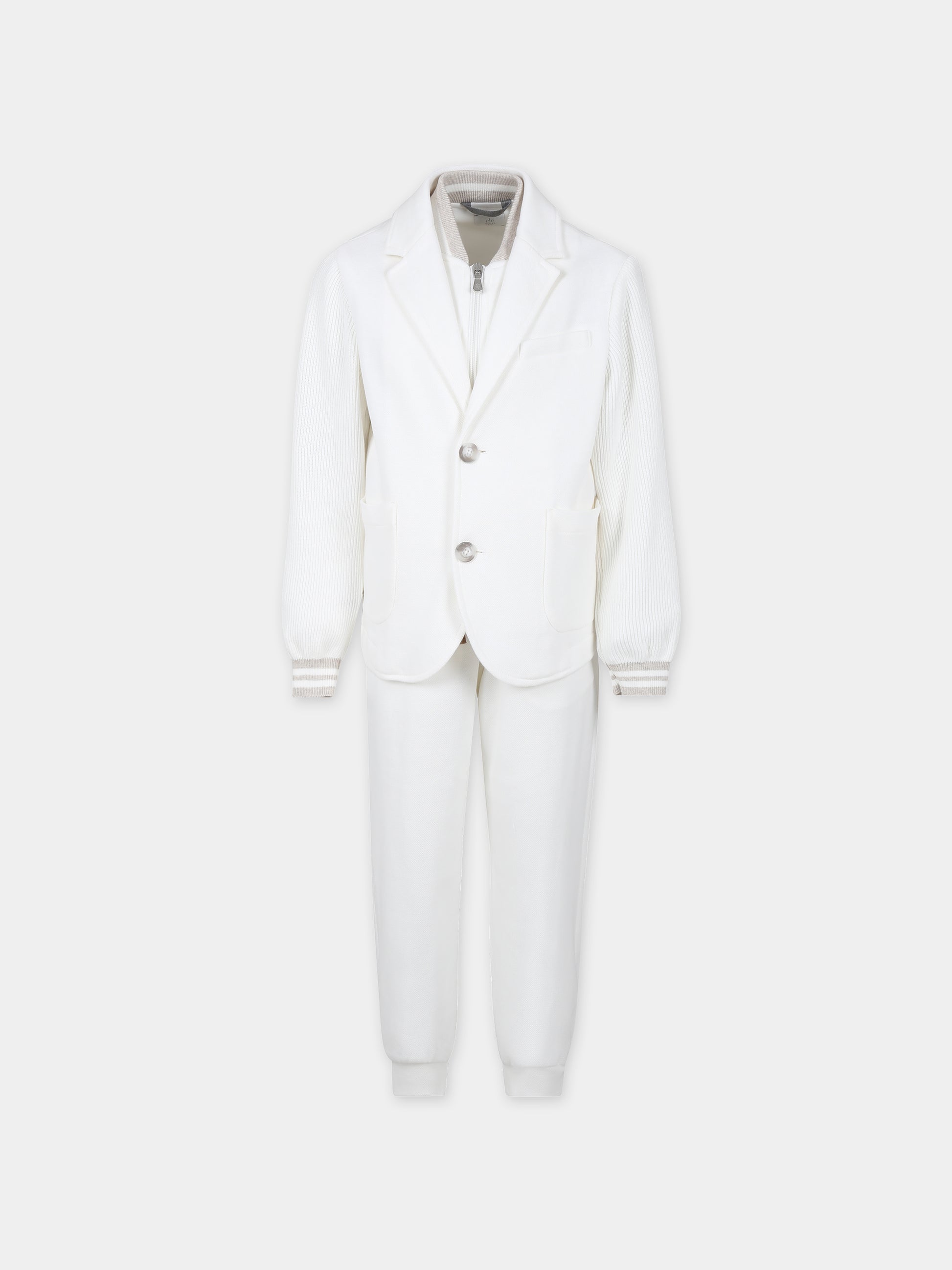 Completo avorio per bambino con logo,Eleventy,EU3P30 J0372 102BG