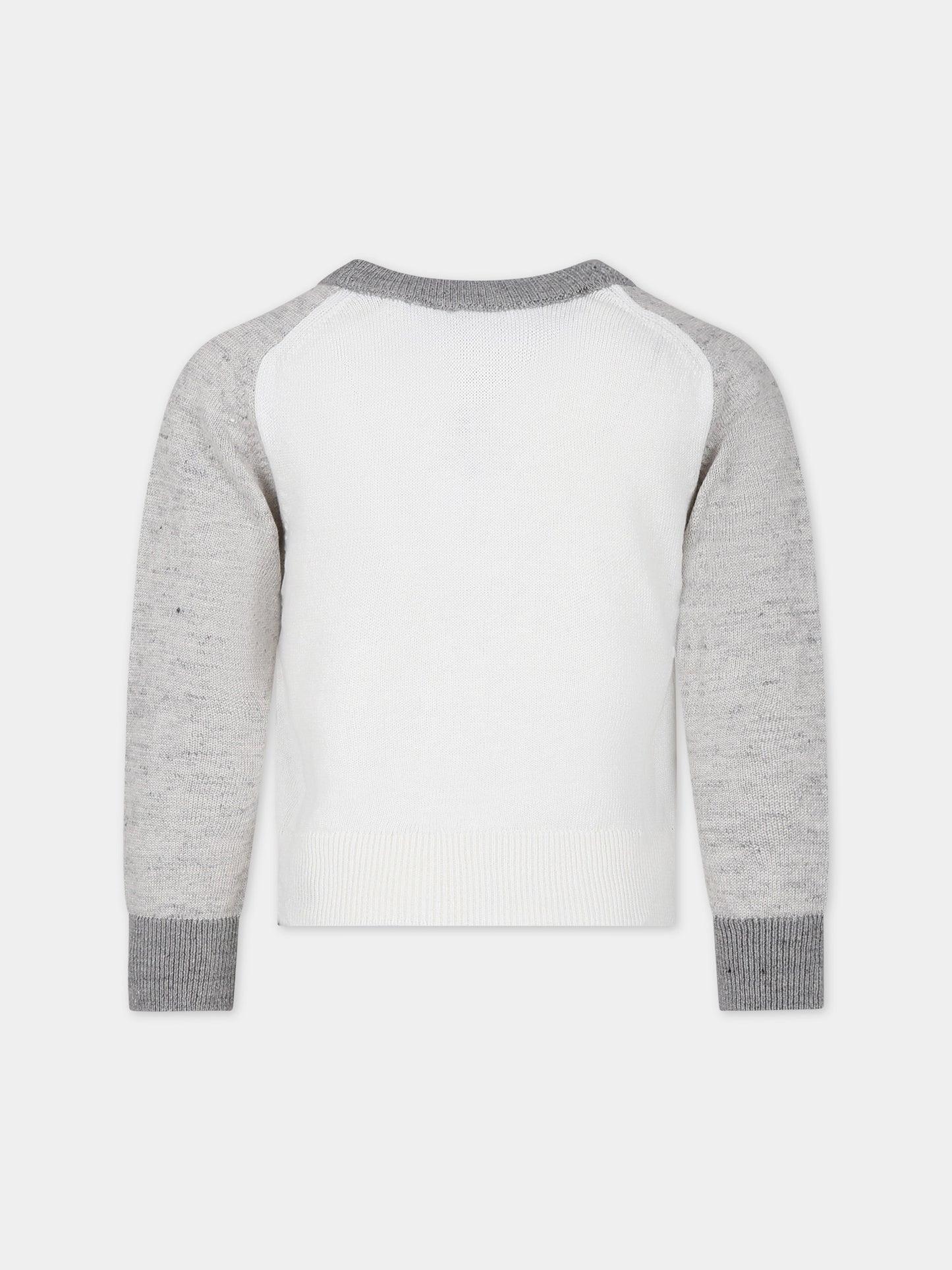 Maglione avorio per bambino con logo,Eleventy,EU9P10 Z2124 101BG