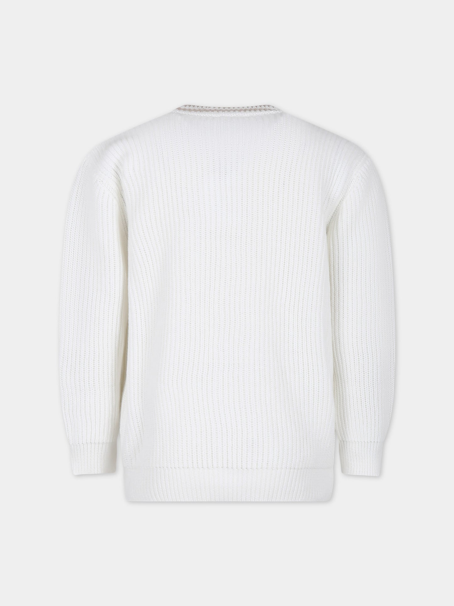 Cardigan avorio per bambino con logo,Eleventy,EU9P40 Z1376 101BG