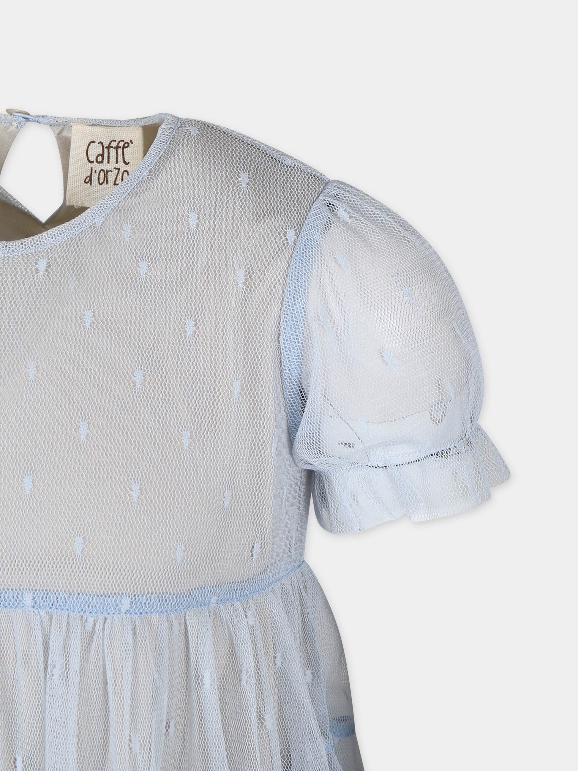 Vestito celeste per bambina con ricami,Caffe' D'orzo,ZU1B21 T0075 607