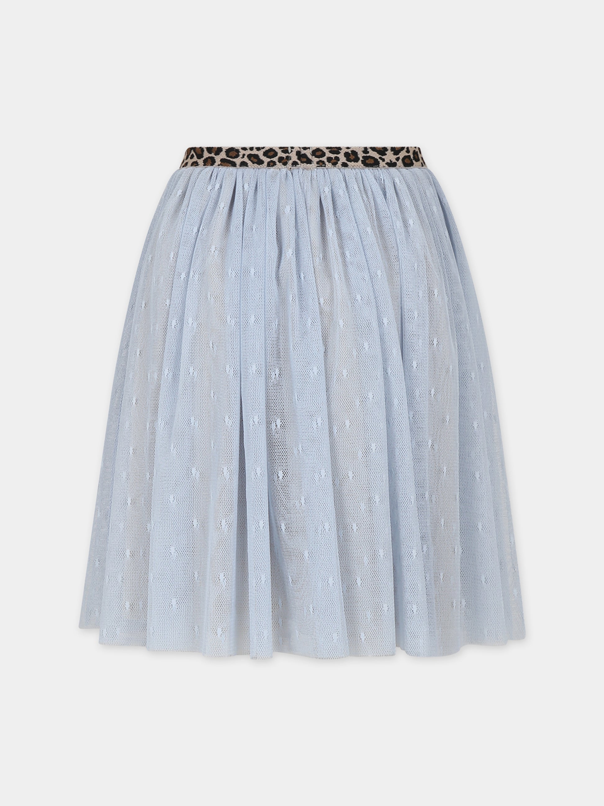 Gonna celeste per bambina con ricami,Caffe' D'orzo,ZU7A14 T0075 607