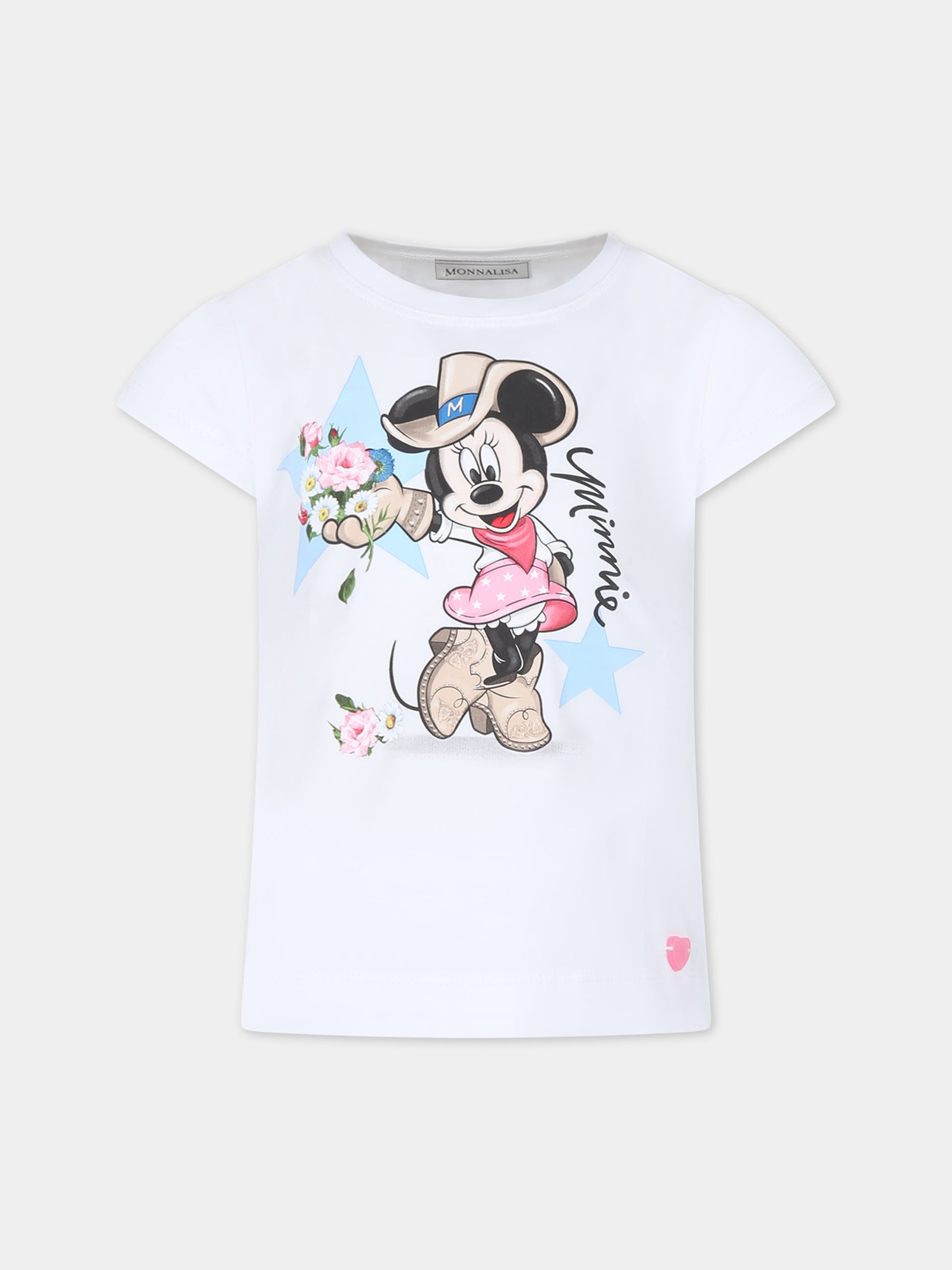 T-shirt bianca per bambina con Minnie,Monnalisa,11C608 3201 0099