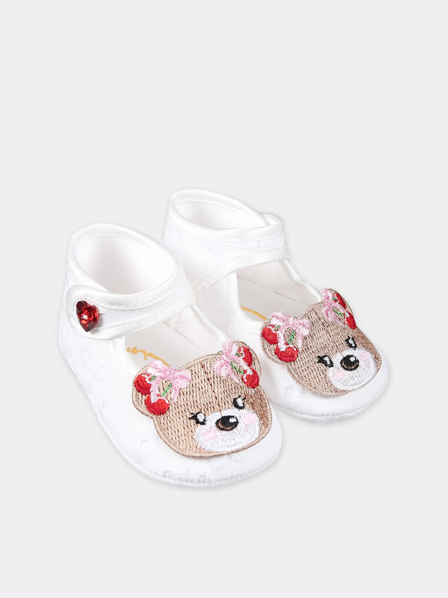 Ballerine bianche per neonata con orsetto,Monnalisa,39C005 3941 0099