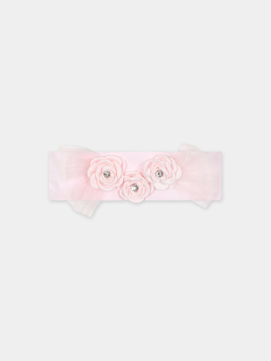 Fascia rosa per neonata con rose,Monnalisa,73C003 3201 0091