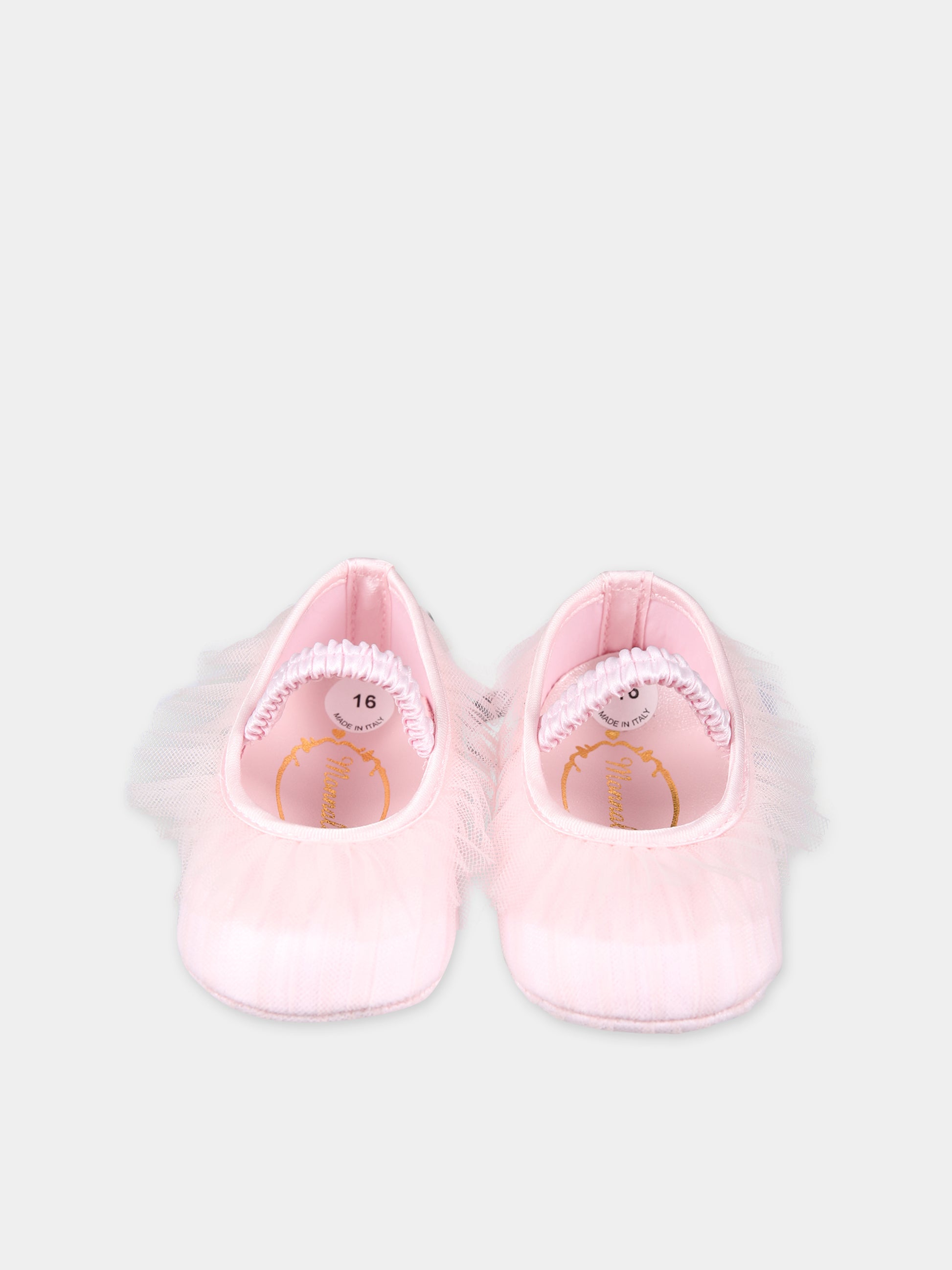 Ballerine rosa per neonata con tulle,Monnalisa,73C007 3361 0091