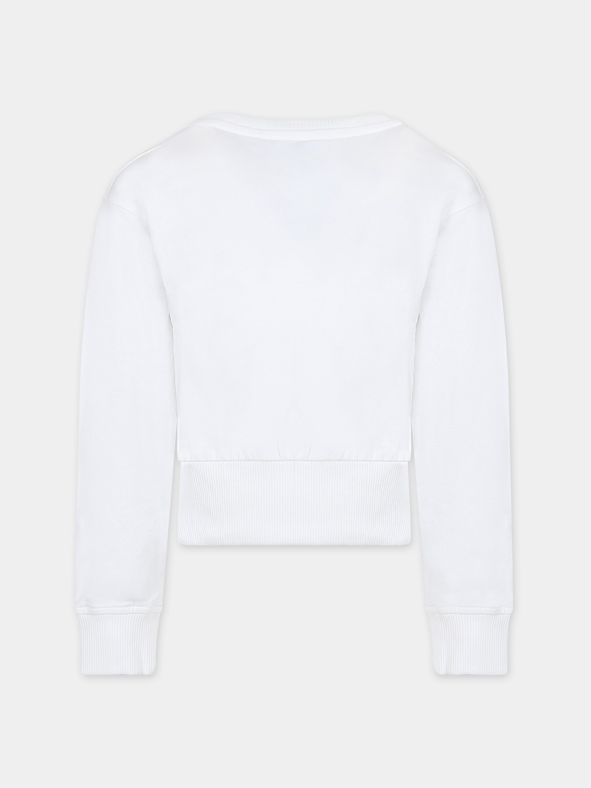 Felpa bianca per bambina con logo,Moschino Kids,HCF032 LDA01 10101