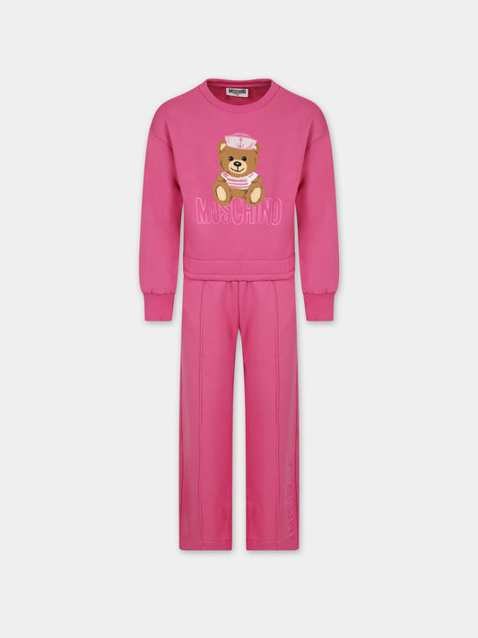 Completo fucsia per bambina con Teddy Bear,Moschino Kids,HDK02I LCA55 50879
