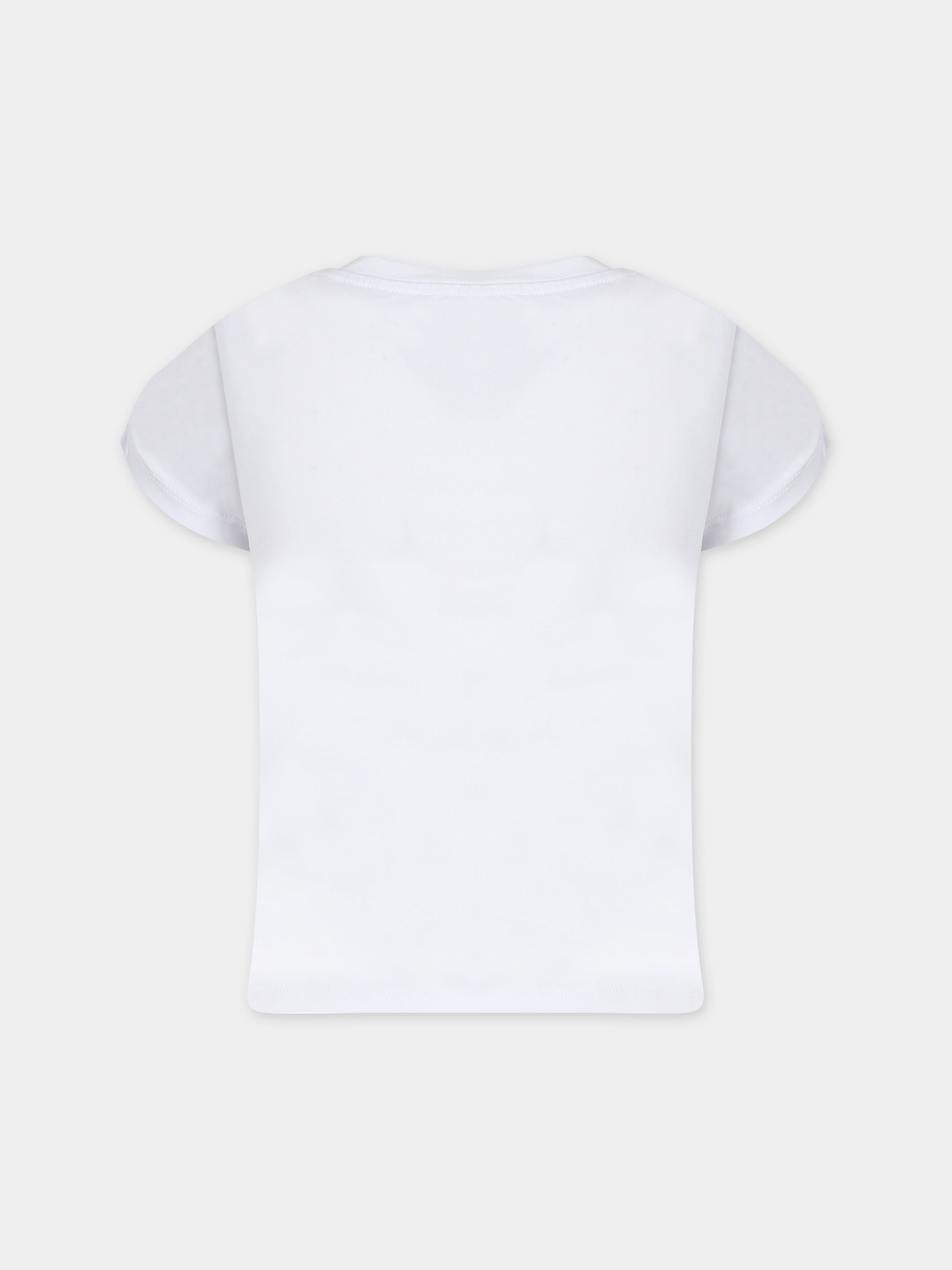 T-shirt bianca per bambina con Teddy bear e fiori,Moschino Kids,HDM04T LBA00 10101