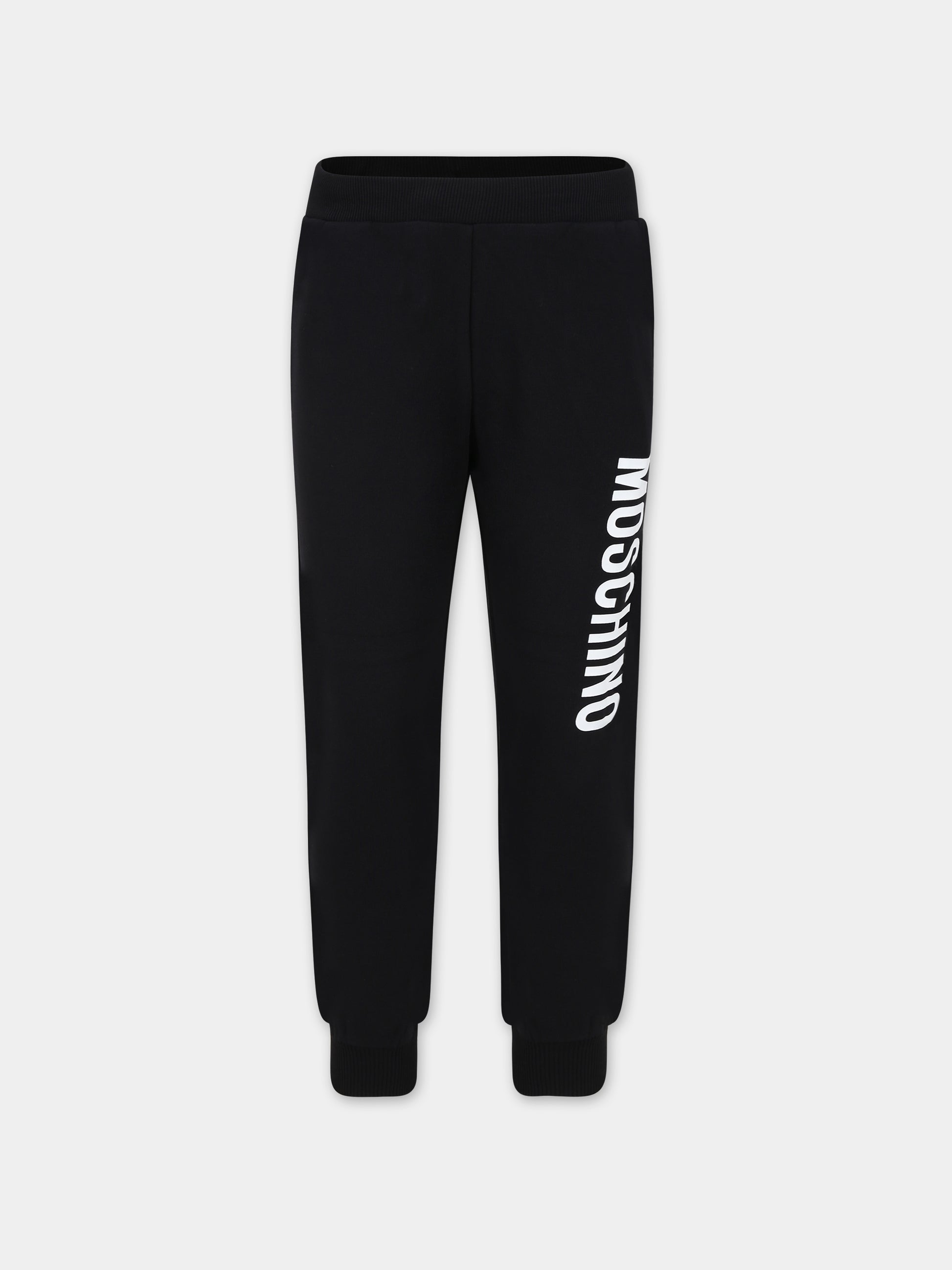 Pantaloni neri per bambini con logo,Moschino Kids,HNP057 LDA27 60100