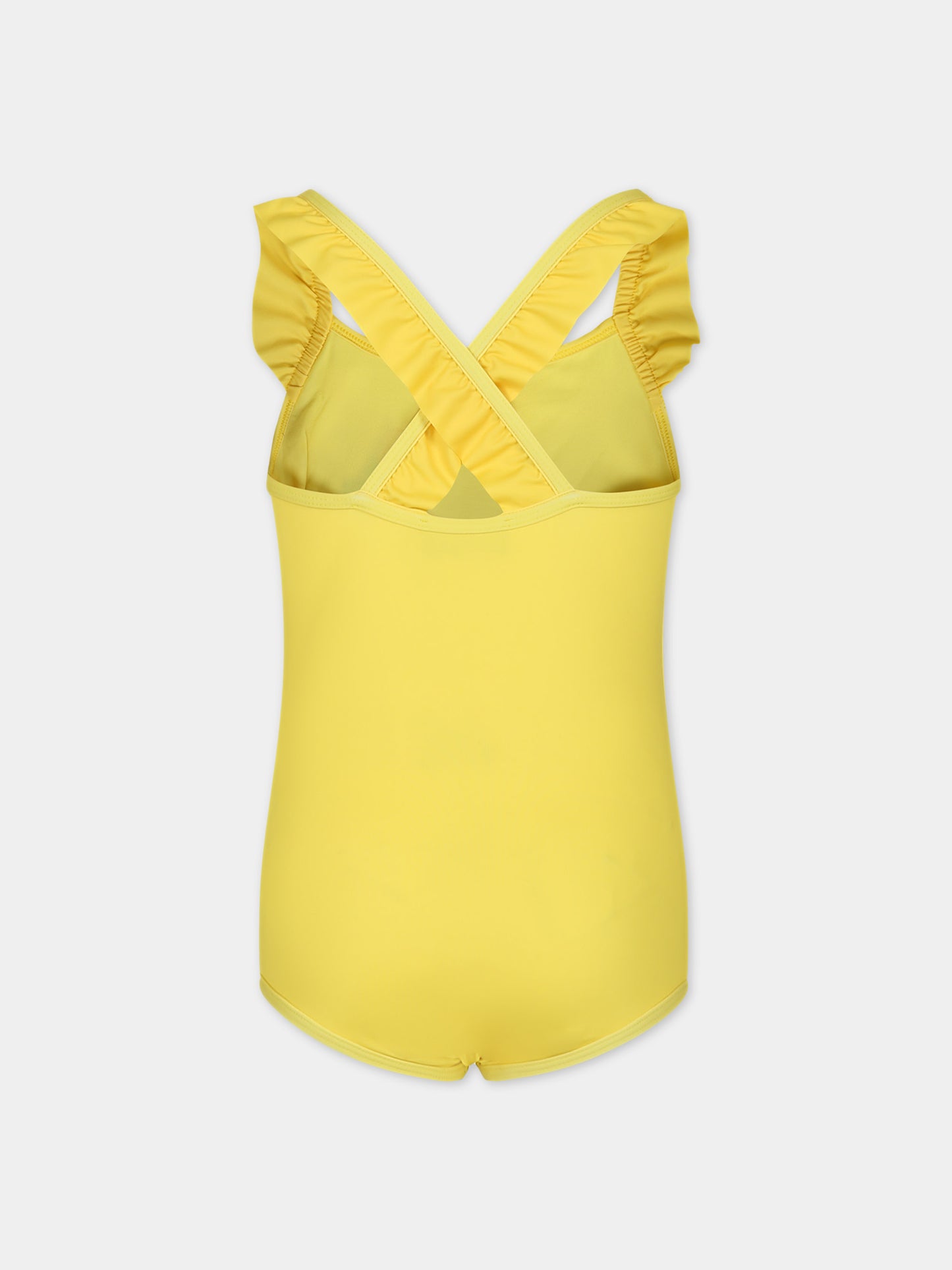 Costume intero giallo per neonata con logo,Moschino Kids,HDL00V LKA00 50162