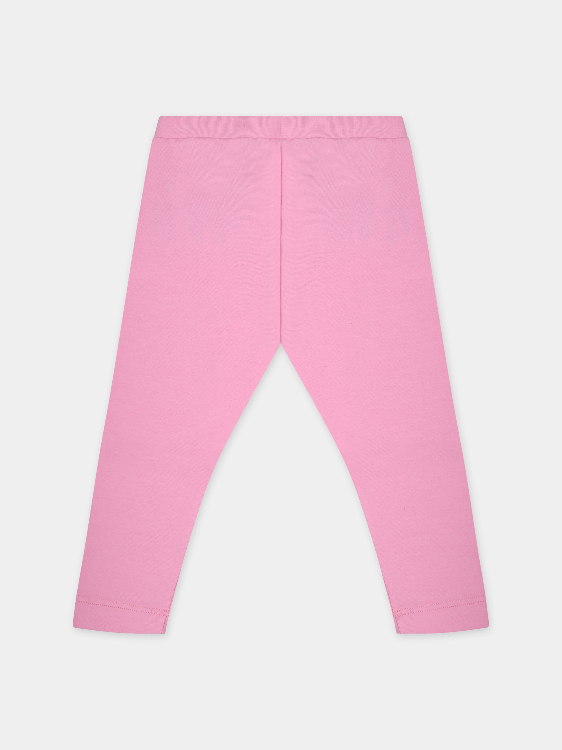 Leggings rosa per neonata con Teddy Bear e logo,Moschino Kids,MDP02Y LBA00 51473