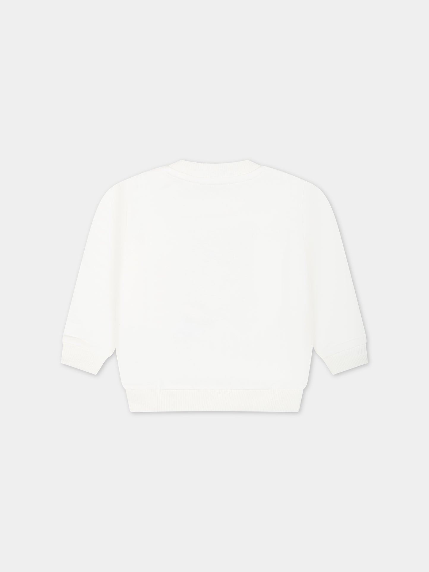 Felpa avorio per neonati con Teddy Bear e logo,Moschino Kids,MMF04Q LCA19 10063