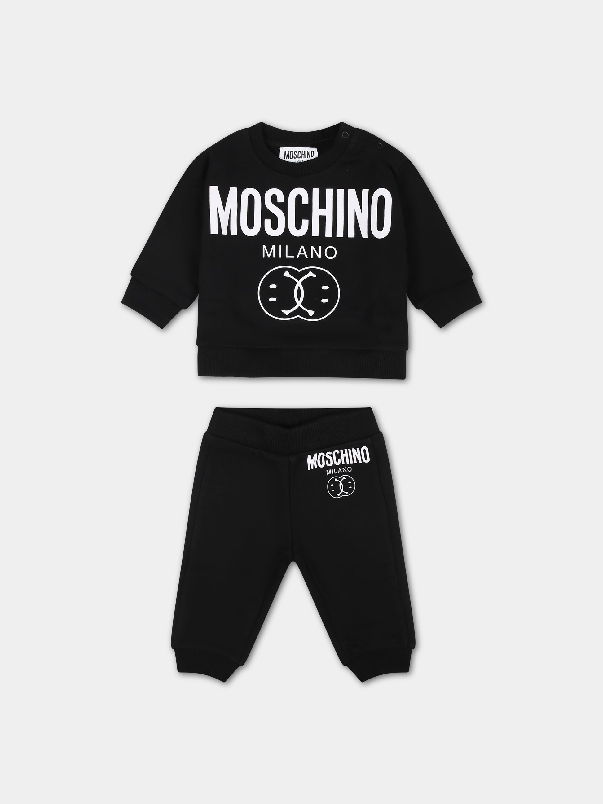 Completo nero per neonato con smile,Moschino Kids,MMK049 LCA32 60100