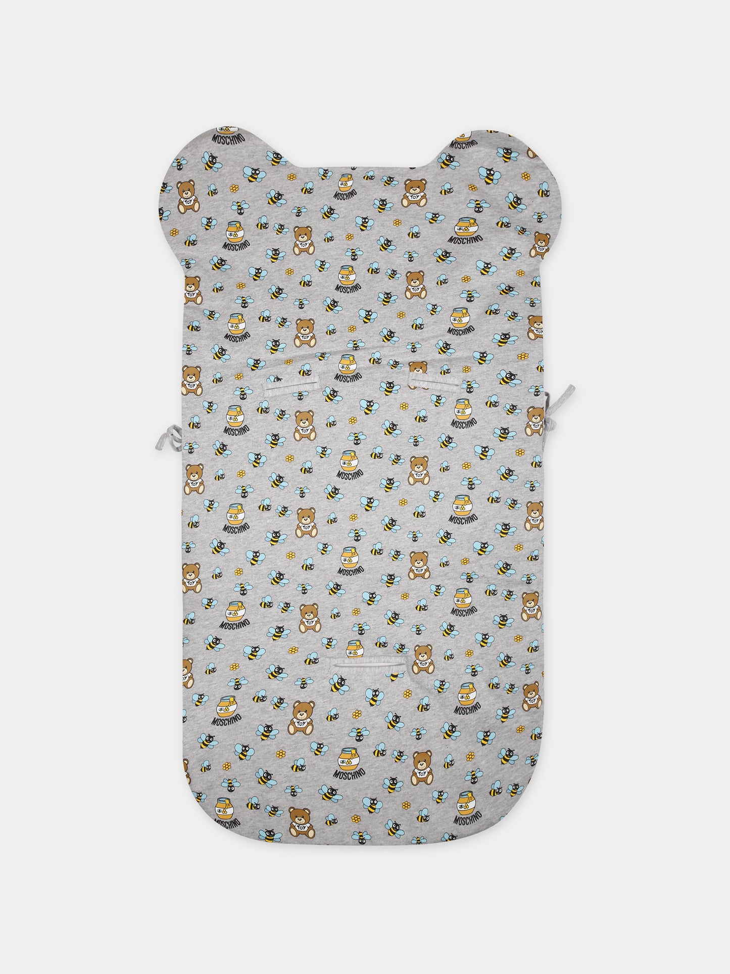 Sacco nanna grigio per neonati con Teddy Bear e logo,Moschino Kids,MPE00C LCB33 84481