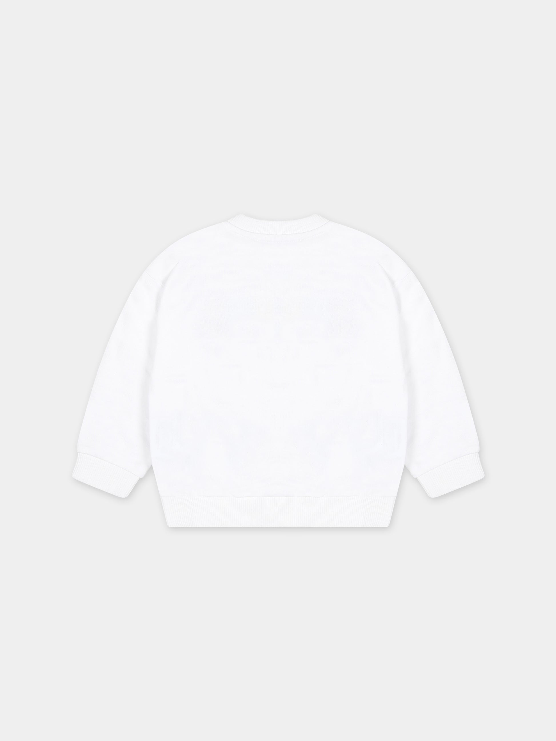 Felpa bianca per neonati con Teddy Bears e logo,Moschino Kids,MTF03N LCA51 10101