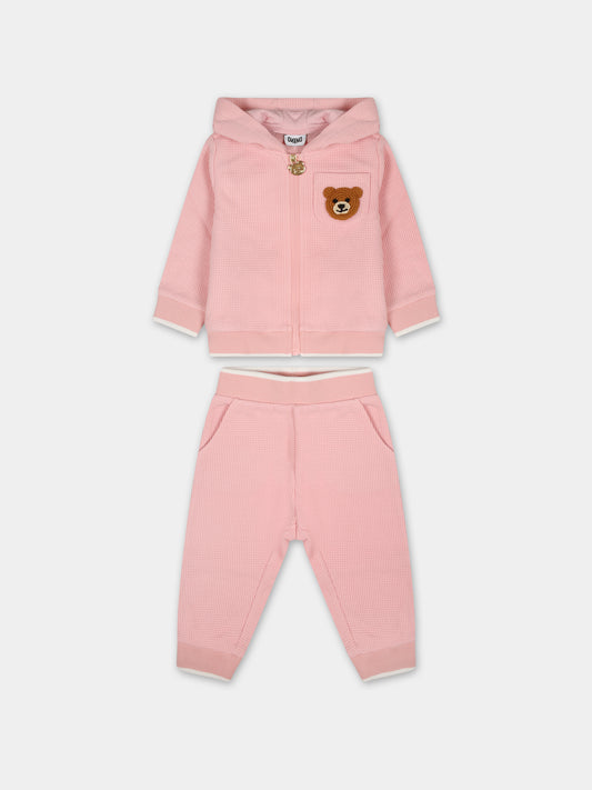 Completo rosa per neonata con Teddy Bear,Moschino Kids,MUK048 LCA57 50209