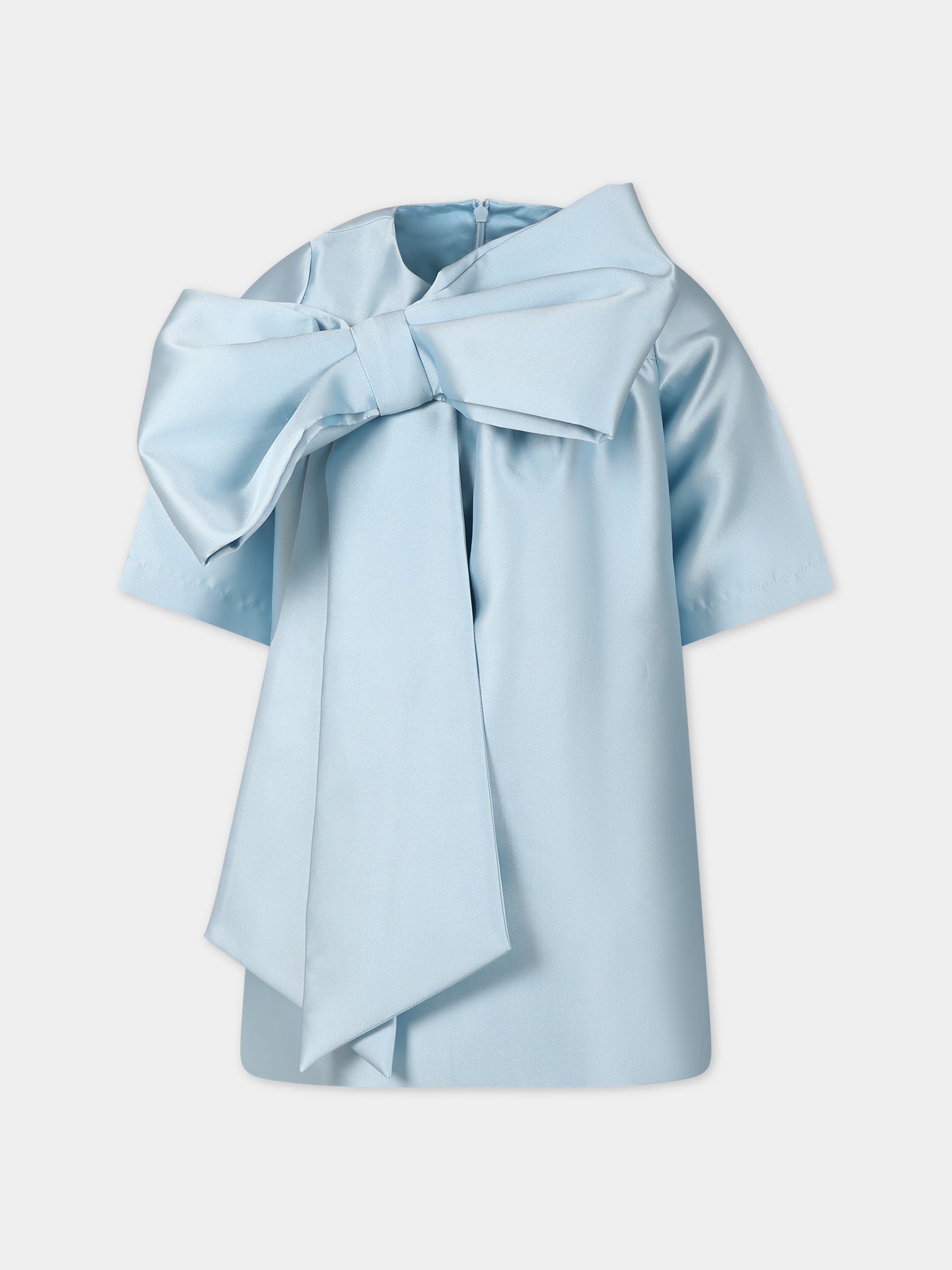 Vestito celeste per bambina con fiocco,Caroline Bosmans,SS24 4017B 60 6010