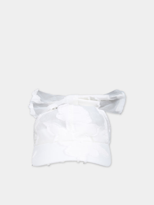 Cappello bianco per bambina con fiocco,Caroline Bosmans,SS24 9100 58 1000