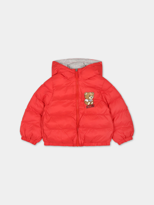 Piumino rosso per bambini con Teddy Bear,Moschino Kids,MUS02D L3A69 50109