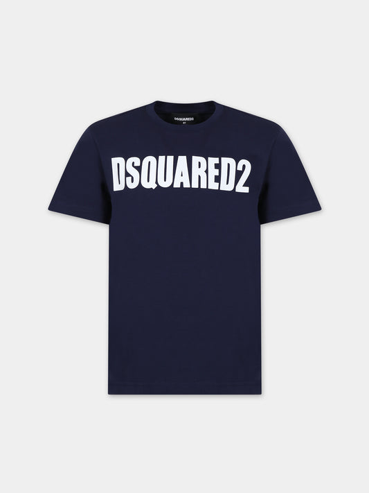 T-shirt blu per bambino con logo,Dsquared2,DQ0523-D00MQ DQ875