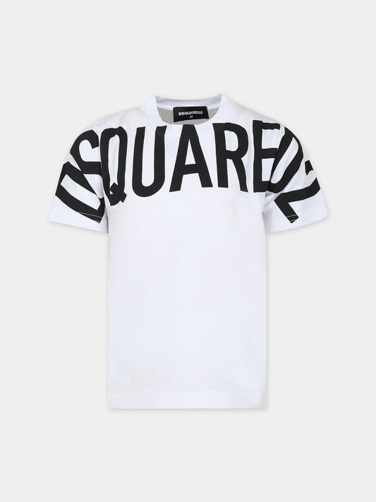 T-shirt bianca per bambino con logo,Dsquared2,DQ0526 D002F DQ100