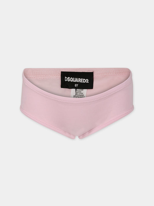 Slip rosa per bambina con logo,Dsquared2,DQ1084 D008J DQ310