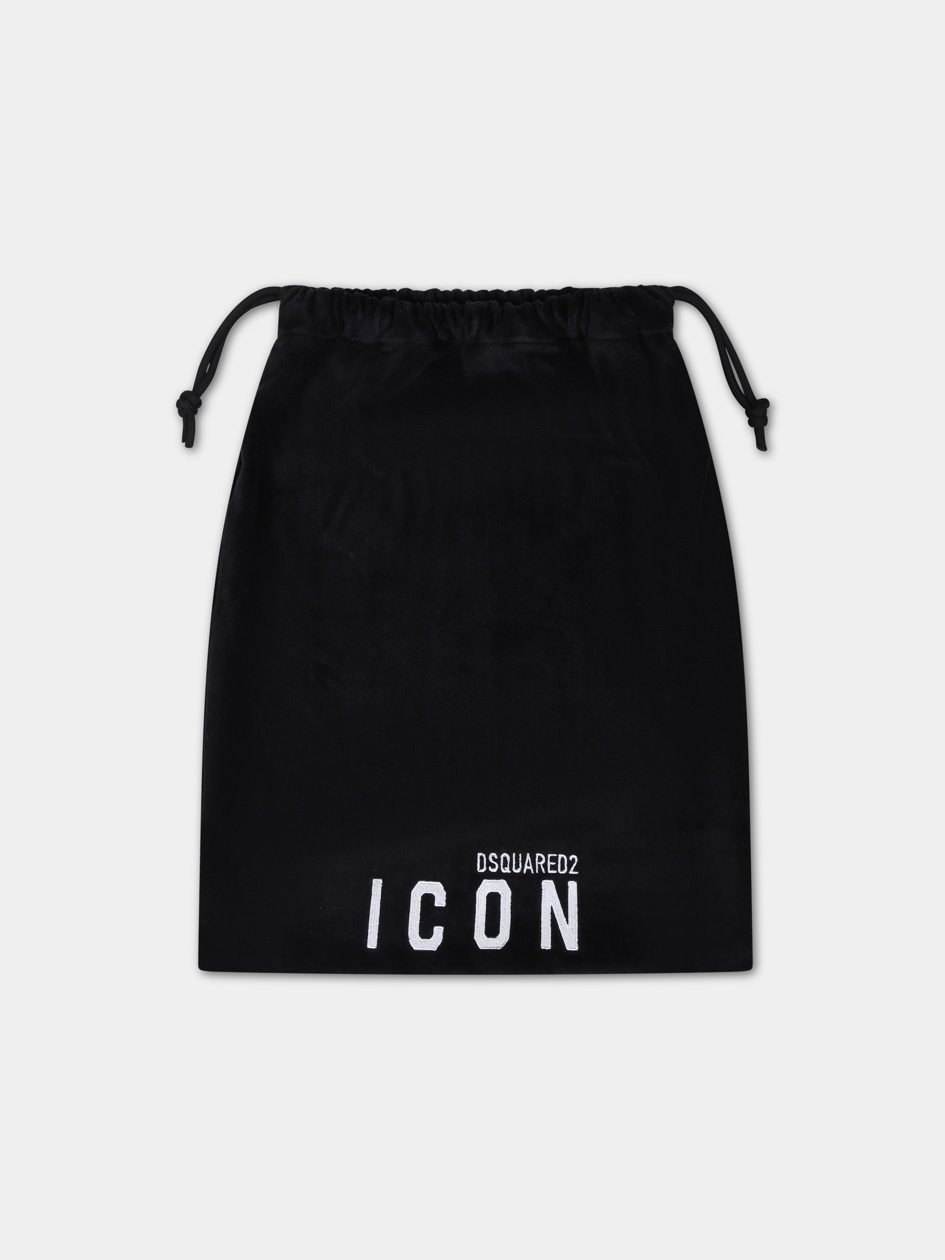 Accappatoio nero per bambino con logo,Dsquared2,DQ0641 D008K DQ900