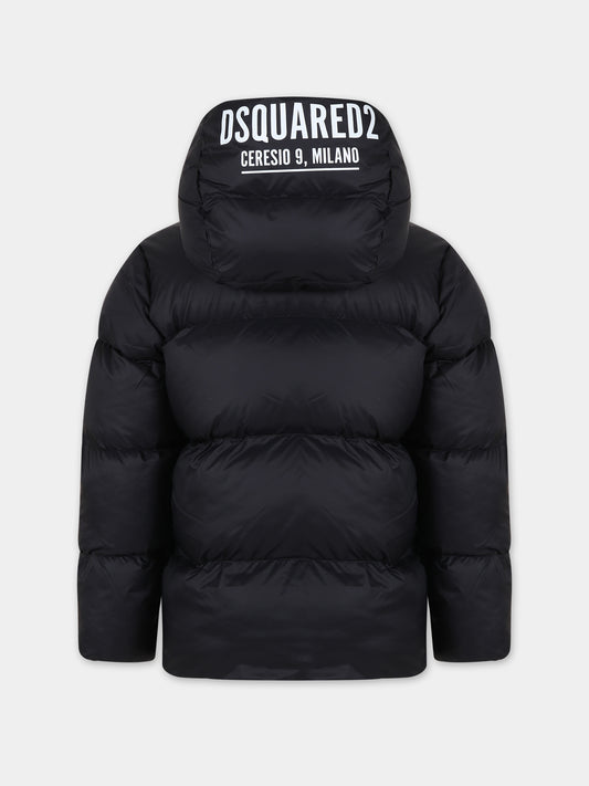 Piumino nero per bambino con logo,Dsquared2,DQ1474 D009D DQ900