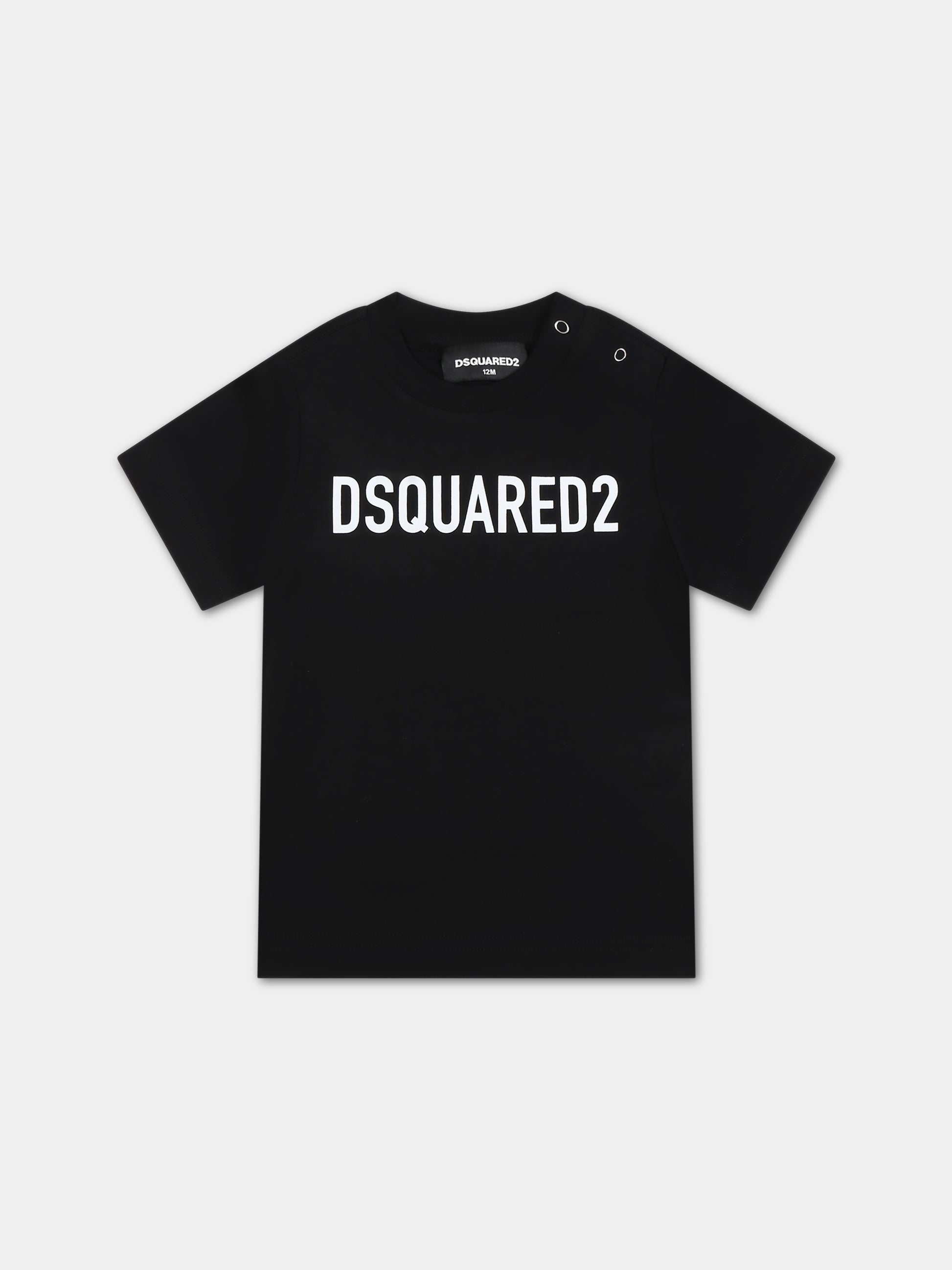 T-shirt nera per neonato con logo,Dsquared2,DQ1293 D00MM DQ900