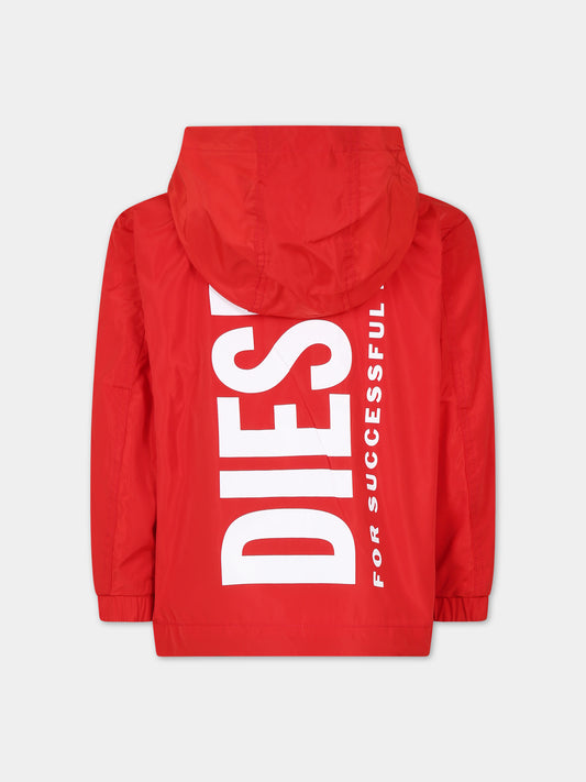Giacca a vento rossa per bambini con logo,Diesel,J01088 KXBBN K438