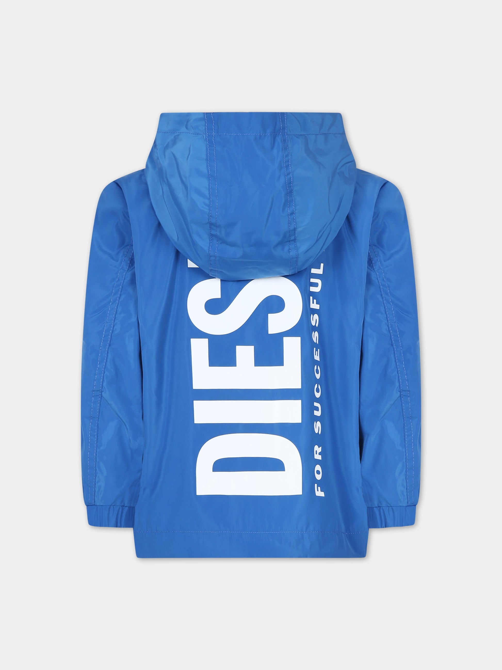 Giacca a vento blu per bambini con logo,Diesel,J01088 KXBBN K80H