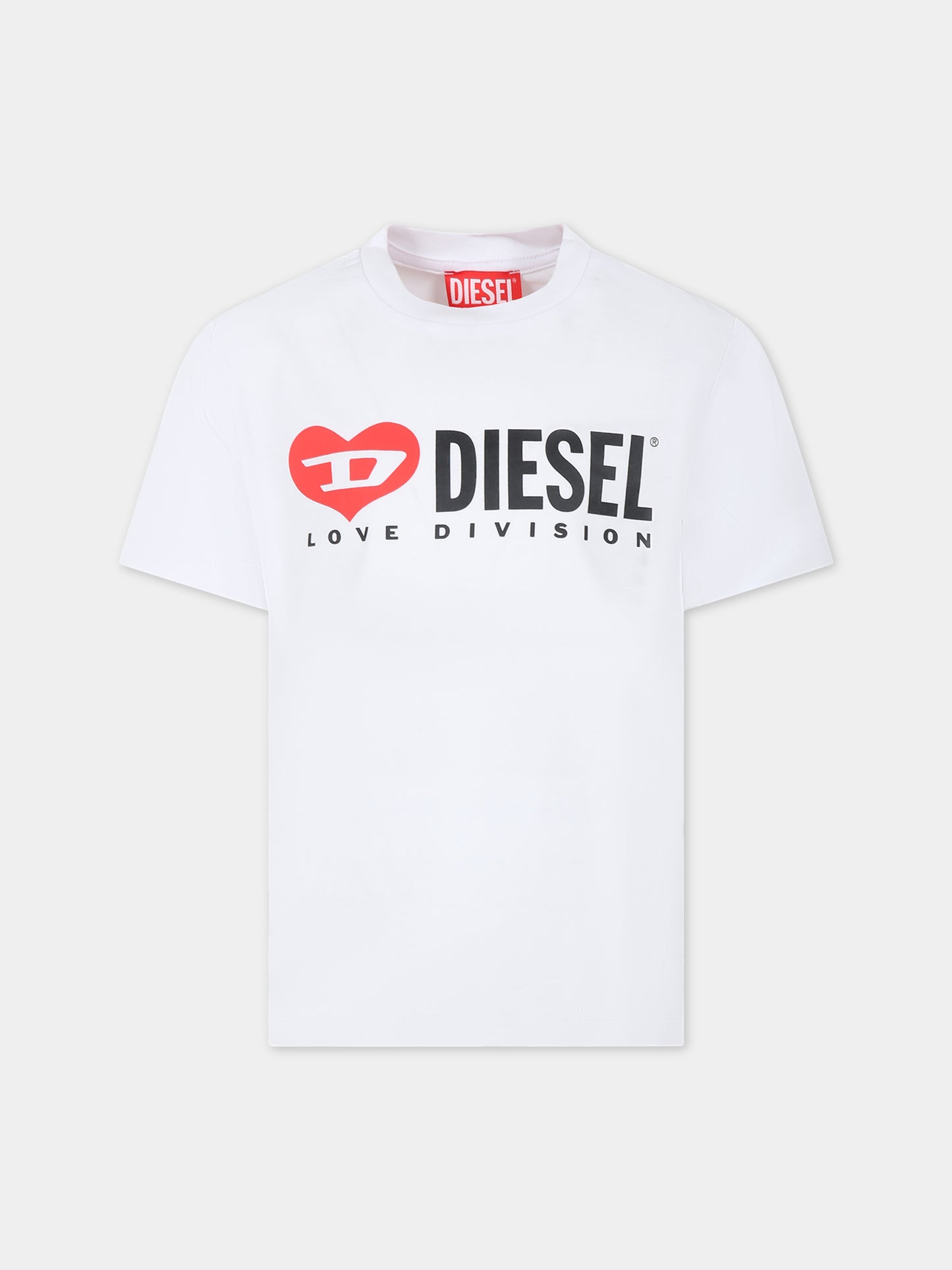 T-shirt bianca per bambini con logo,Diesel,J01312 KYAR1 K100