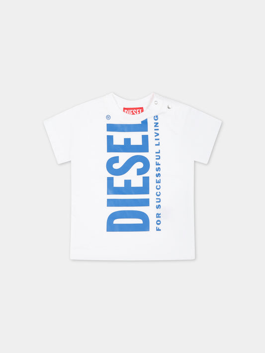 T-shirt bianca per neonati con logo,Diesel,K00347 00YI9 K100