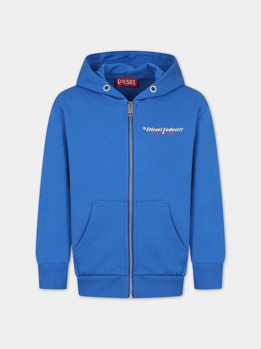 Felpa azzurra per bambino con logo,Diesel,J01116 0IAJH K80H