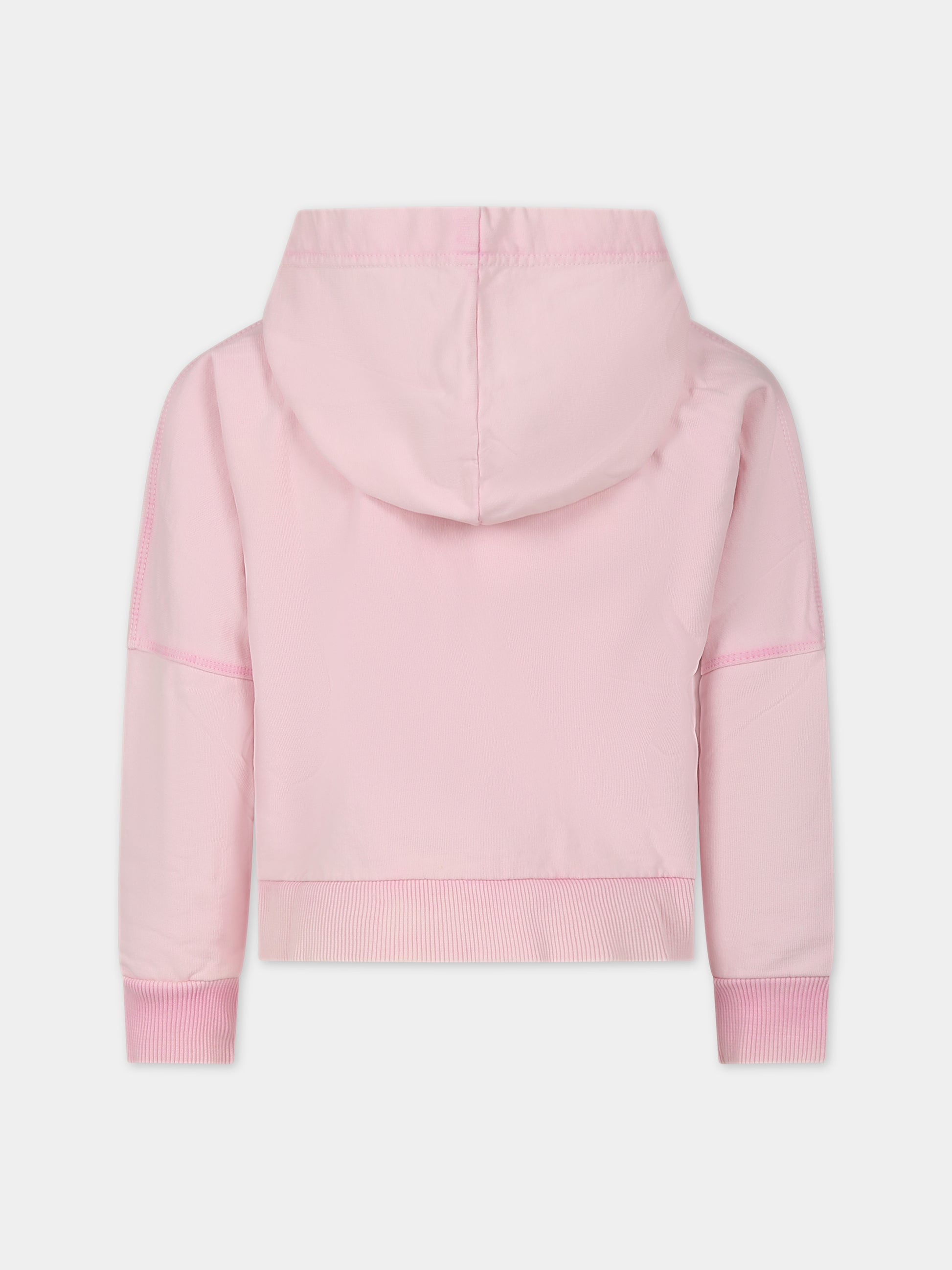 Felpa rosa per bambina con cappuccio e stampa logo,Diesel,J01186 KYAU8 K39G