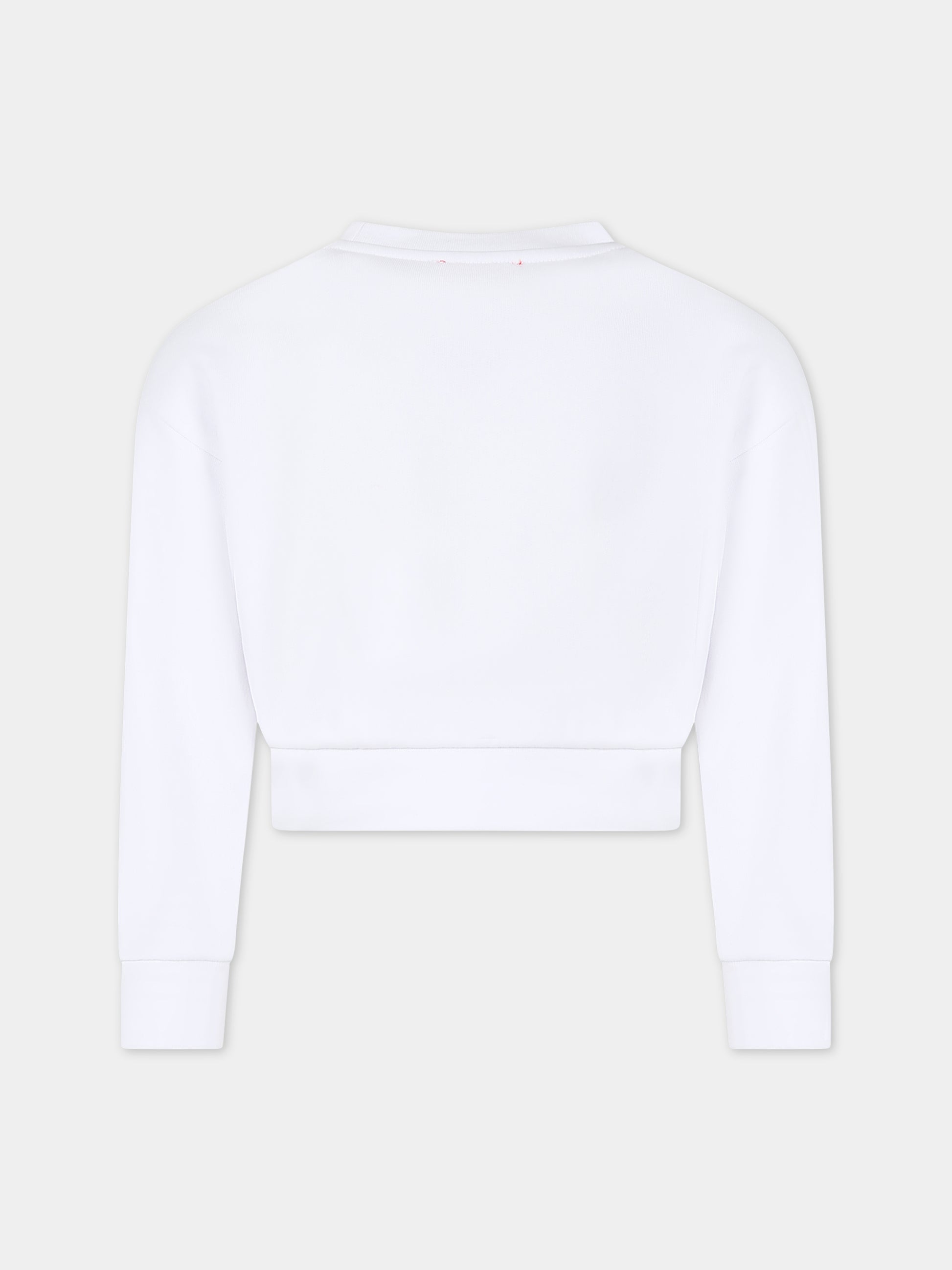 Felpa bianca per bambina con logo,Diesel,J01193 KYAVG K100