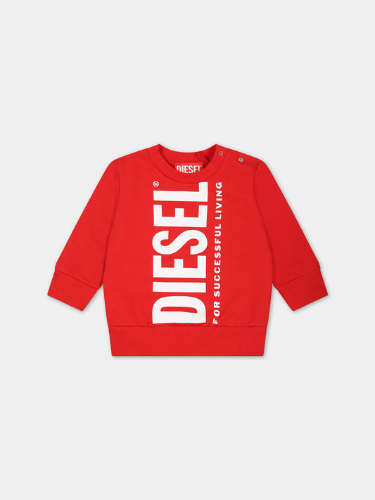 Felpa rossa per neonati con stampa logo,Diesel,K00340 0IAJH K438