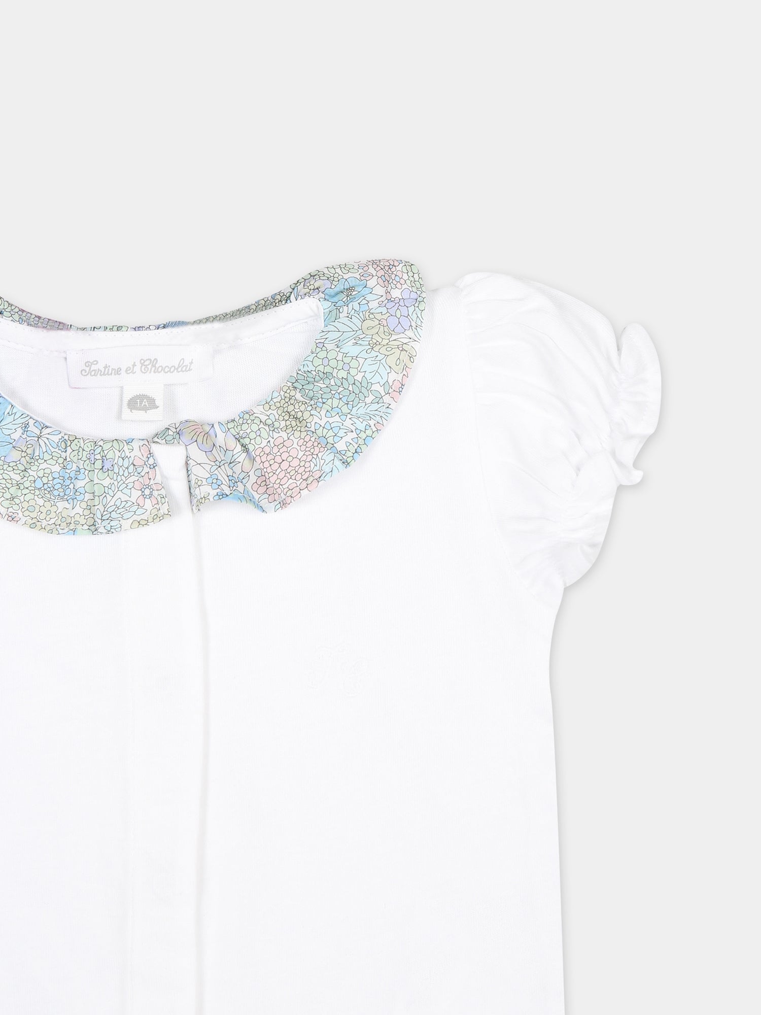 Body bianco per neonata con tessuto Liberty,Tartine Et Chocolat,TY11000 01
