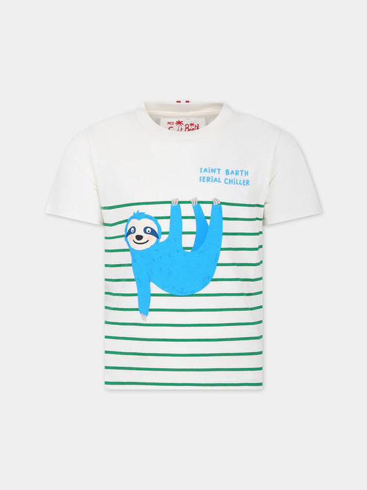 T-shirt avorio per bambini con stampa bradipo,Mc2 Saint Barth,TSH0001 00058F