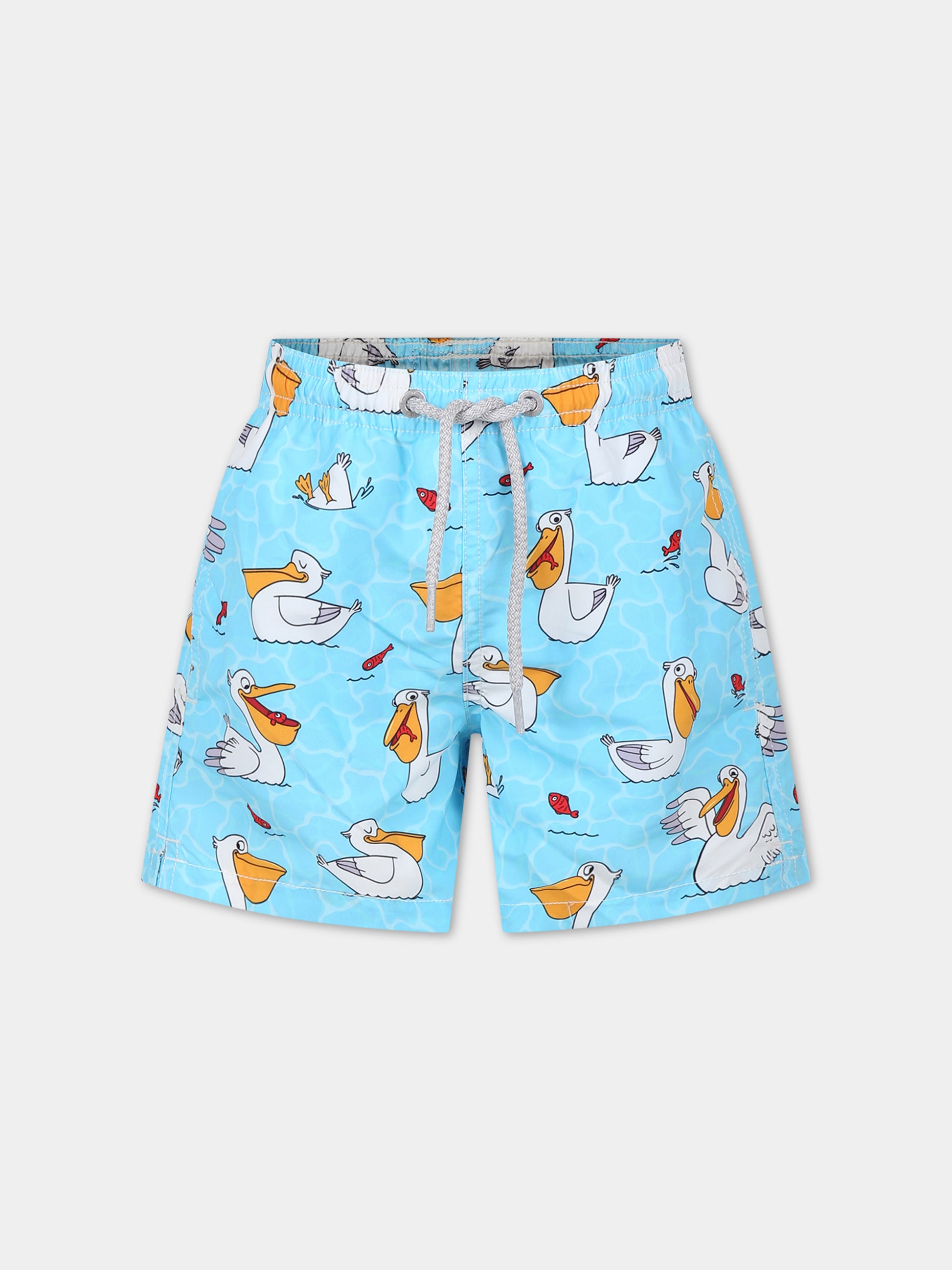 Boxer mare celeste per bambino con stampa pellicano,Mc2 Saint Barth,JEA0001 01278F