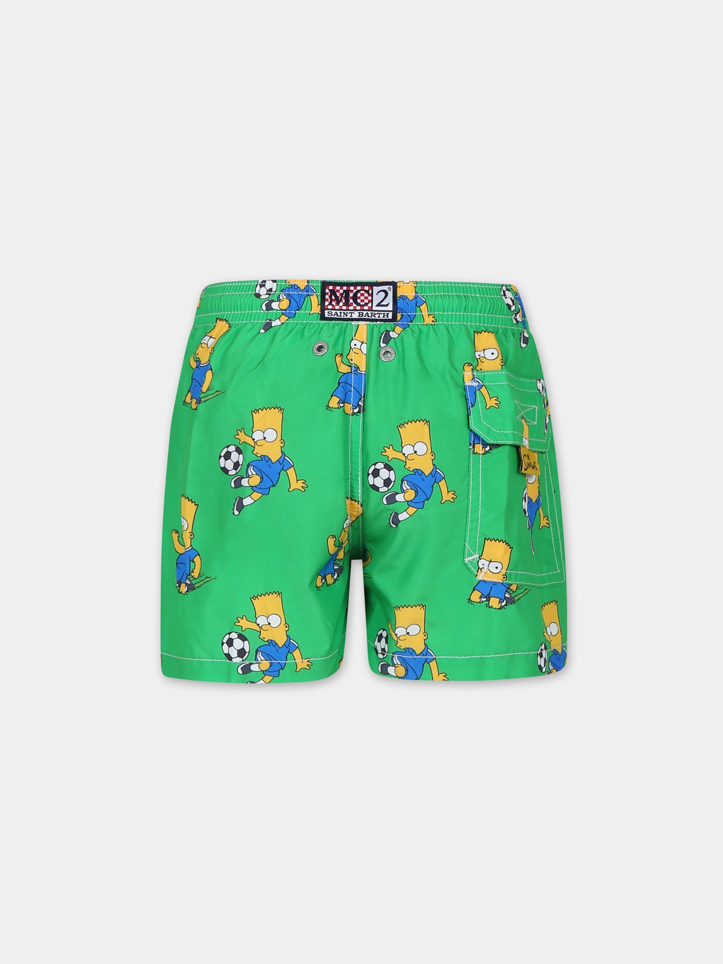 Boxer mare verde per bambino con stampa Bart Simpson,Mc2 Saint Barth,JEA0004 02680F