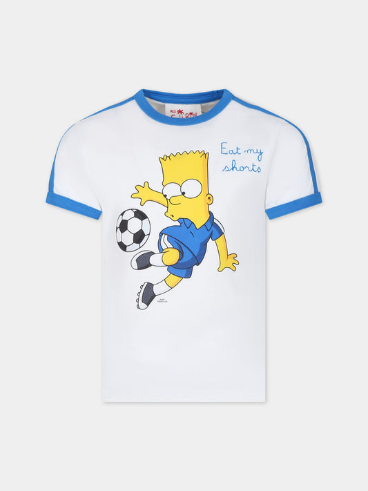 T-shirt bianca per bambino con Bart Simpson,Mc2 Saint Barth,DENA001 03270F